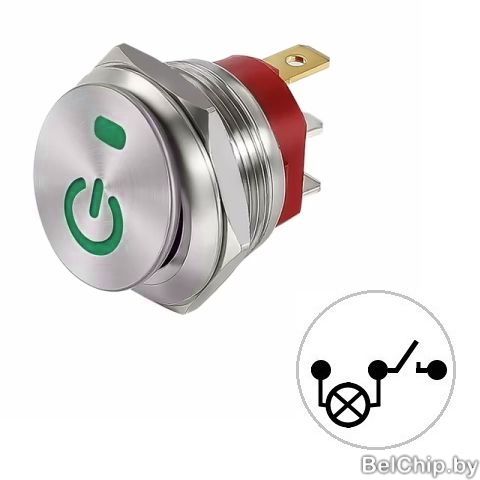 BUT-22MM-GREEN POWER 12-24V